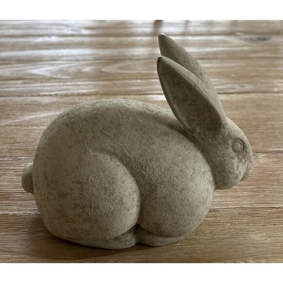 Half Moon Ceramic Bunny Rabbit Mexico Sculpture Figurine H 6.5” L 8” Stone Color - Picture 1 of 6